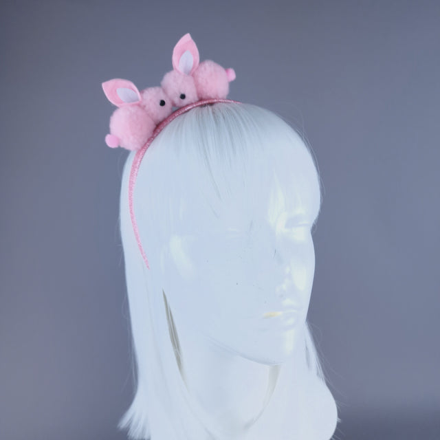 "Pompom" Pink Bunny Rabbit Glitter Headband