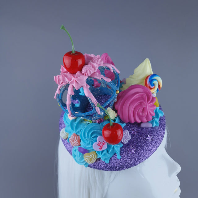 "Antoinette" Crown, Cherries & Cream Food Fascinator Hat