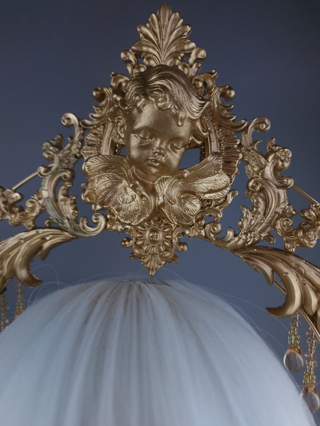 "Angelica" Gold Filigree & Cherub Halo