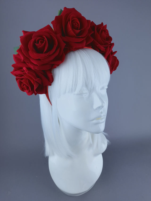 "Eva" Red Rose Flower Headdress & Neckpiece