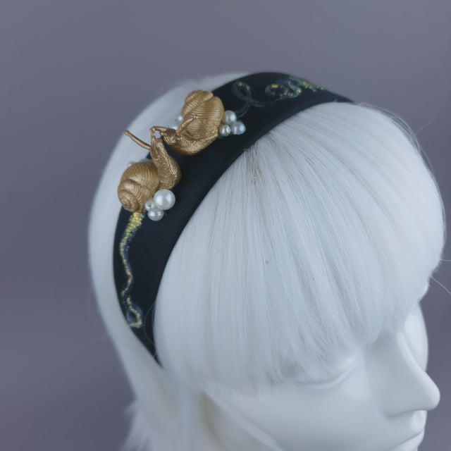 Pearls & Swine: Gold & Pearl Kissing Snails Headpiece "Hello Beautiful"