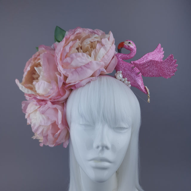Pearls & Swine: Headdress Pink Flamingo, Pearl & Peony