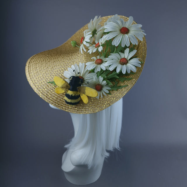 "Bumble" Daisy Flowers & Bee Fascinator Hat