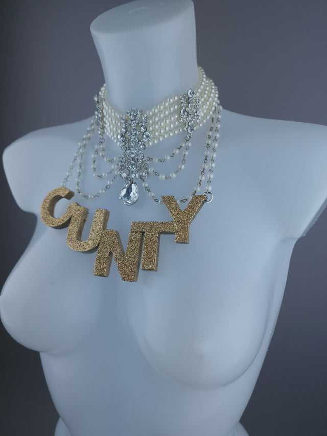 "Rude" A Nery Naughty Pearl Necklace Jewellery