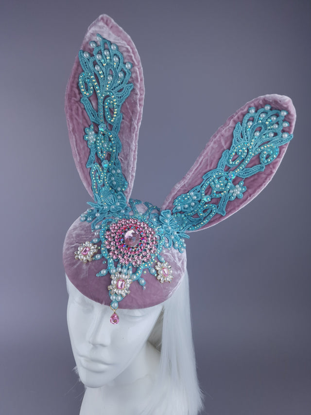 Pearls & Swine: Pink & Blue Bunny Rabbit Ear Fascinator Hat