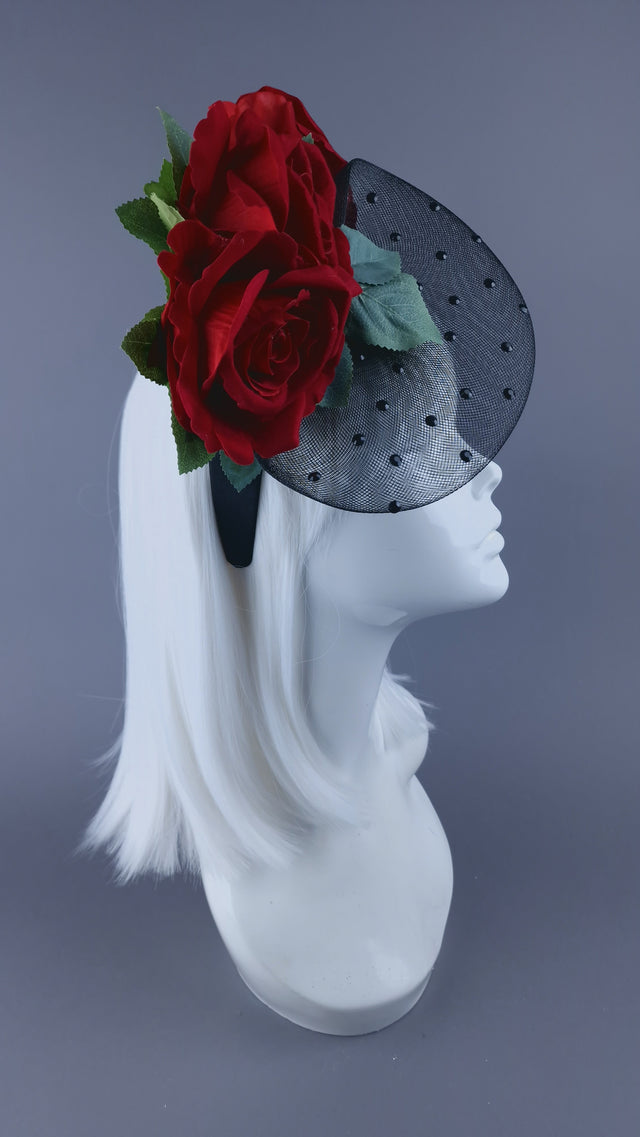 "Doris" Roses & Veil Headdress