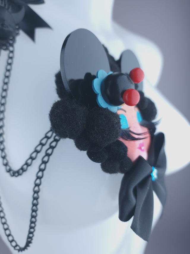 Black Ear Dollface Necklace Brooch Jewellery