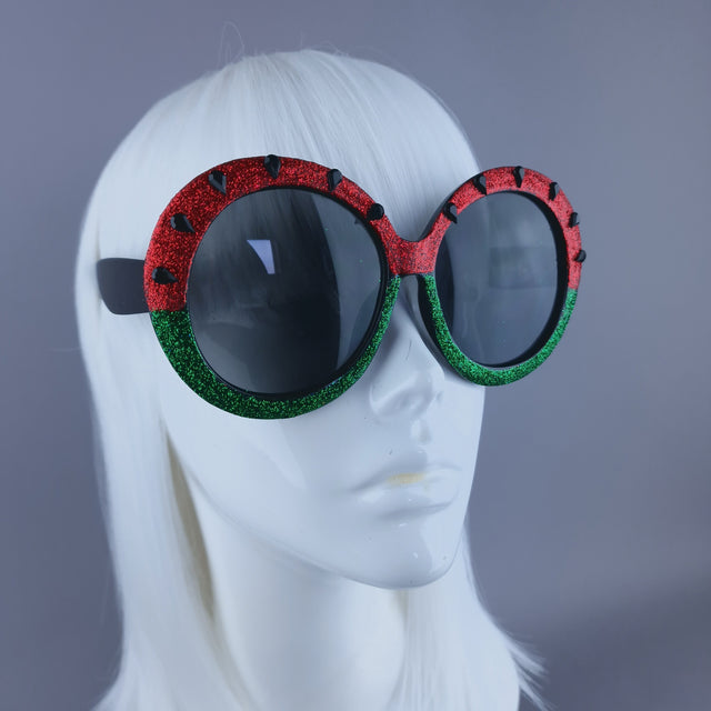 "Ceasefire" Watermelon Oversized Round Sunglasses