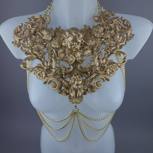 "Celestina" Gold Cherub & Filigree Harness Body Jewellery.