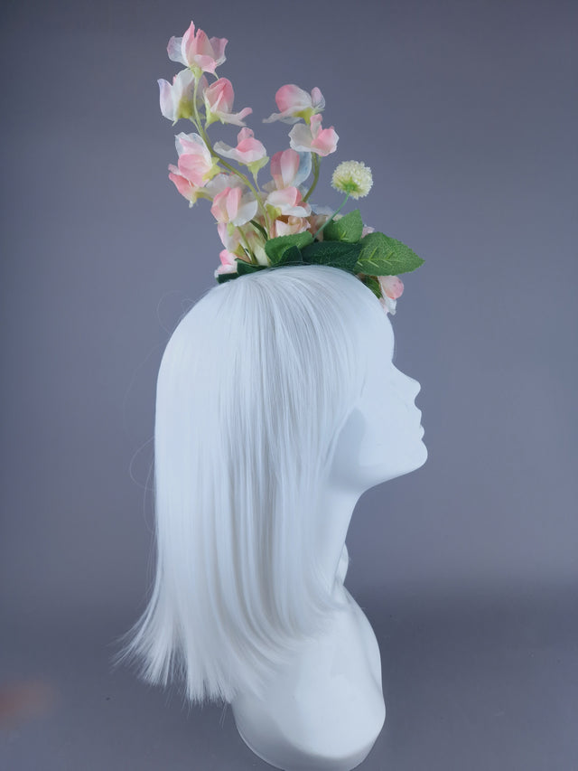 "Pippin" Pastel Flower Dollface & Pearl Fascinator Hat