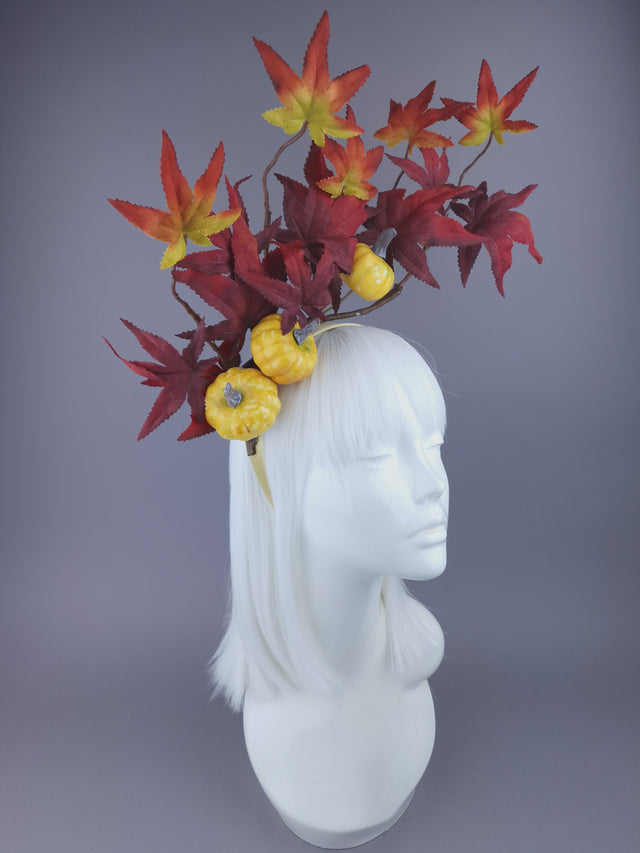 Pearls & Swine: Autumnal Headdress with Leaves & Pumpkin "Airi"