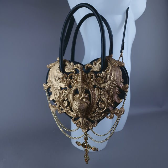 Gold Filigree Heart Shaped Handbag