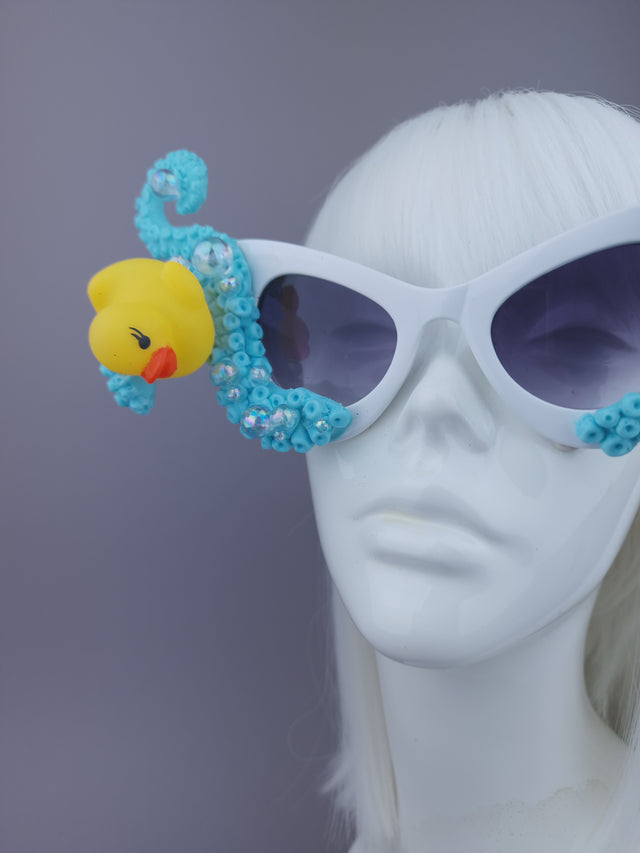 Pearls & Swine: Pastel Blue Tentacle & Duck Sunglasses "Bubble Bath"