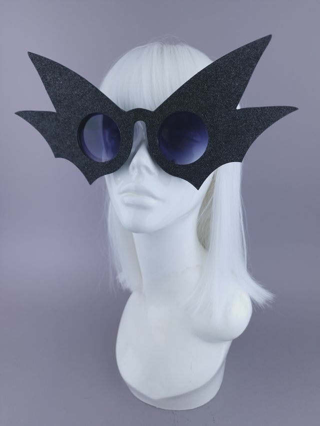 "Nerezza" Oversized Black Glitter Sunglasses