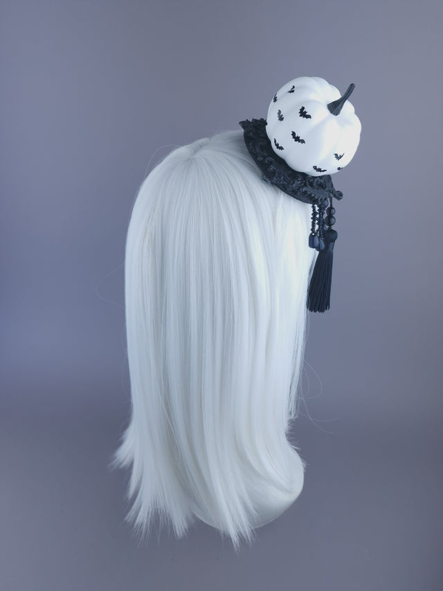 "Empusa" Mini Pumpkin, Filigree & Tassle Fascinator