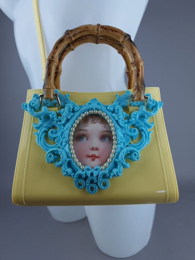 "Baby" Pastel Blue & Yellow Filigree Handbag
