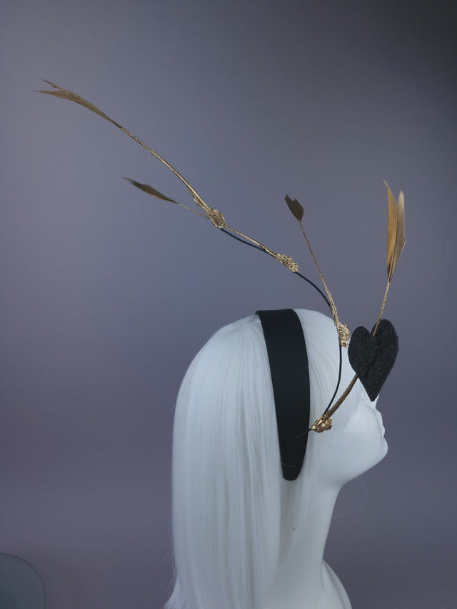Pearls & Swine: Gold Arrows & Heart Headpiece "Pierced"