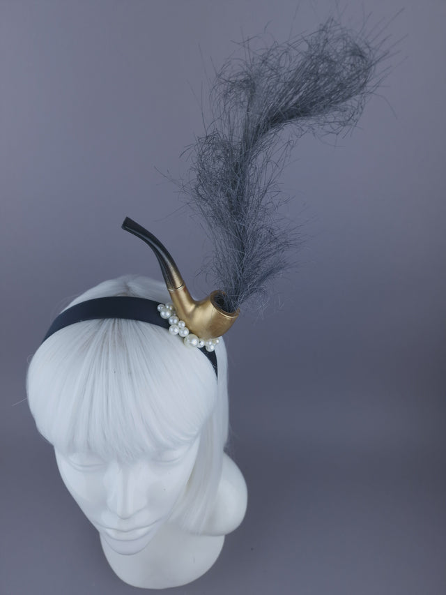 "This is Not a Pipe" Pearl & Smoke Headpiece