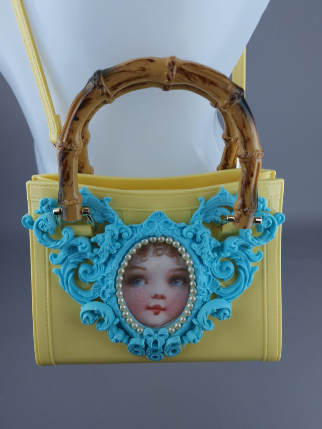 "Baby" Pastel Blue & Yellow Filigree Handbag