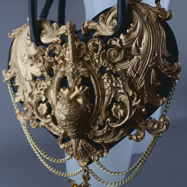 Gold Filigree Heart Shaped Handbag