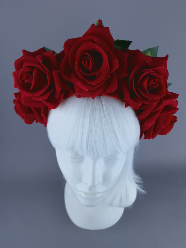 "Eva" Red Rose Flower Headdress & Neckpiece