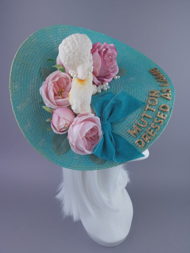 "Mutton Dressed As Lamb" Roses & Pearls Quote Hat