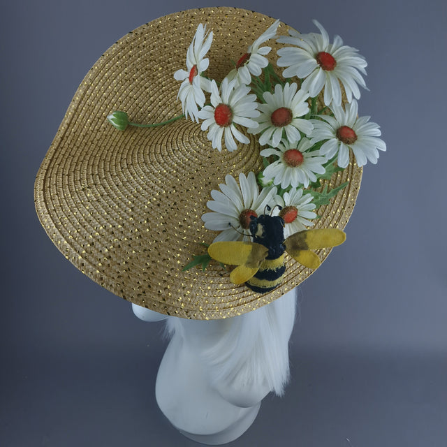 "Bumble" Daisy Flowers & Bee Fascinator Hat