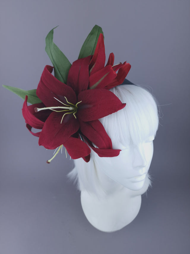 Red Lillies Flower Headpiece