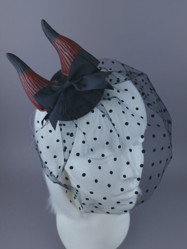 "Osiris" Devil Horn & Veil Mini Fascinator
