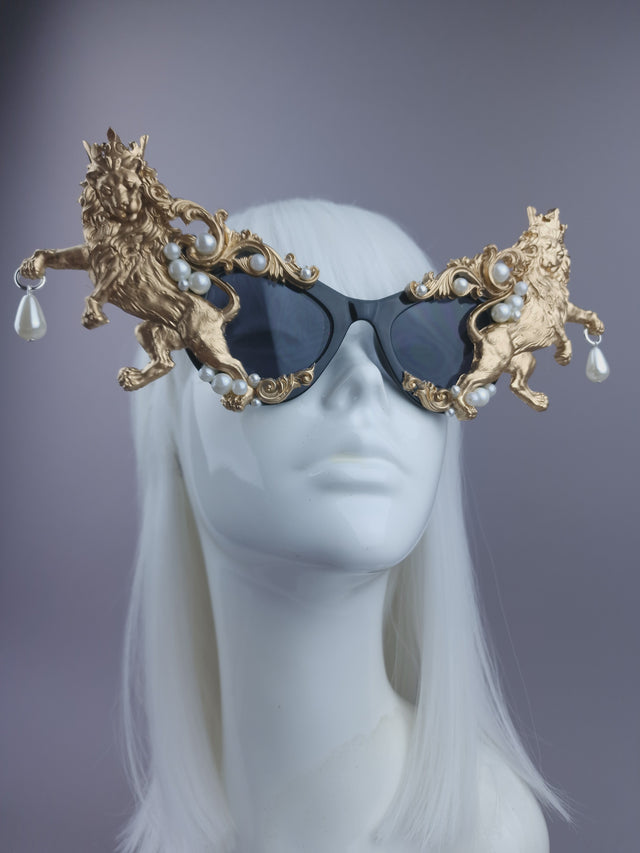 Pearls & Swine: Gold Lion Filigree & Pearl Sunglasses "Roar"
