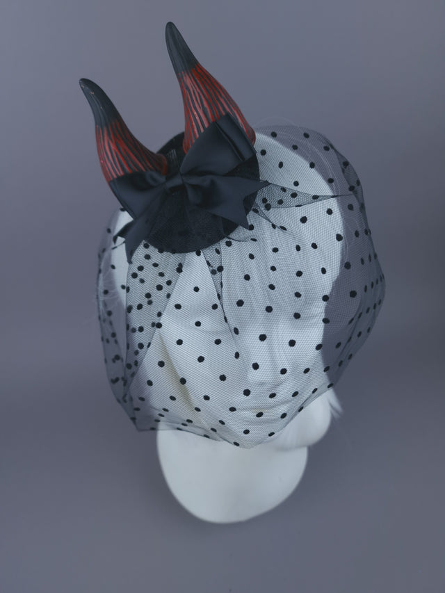 "Osiris" Devil Horn & Veil Mini Fascinator