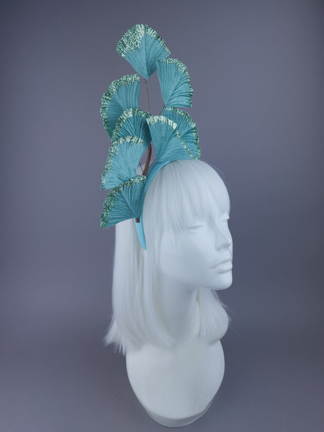 "Kaito" Pastel Blue Ginkgo Leaf Headdress