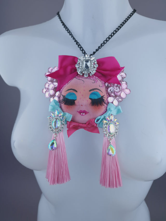 Pink Dollface Necklace Brooch Jewellery