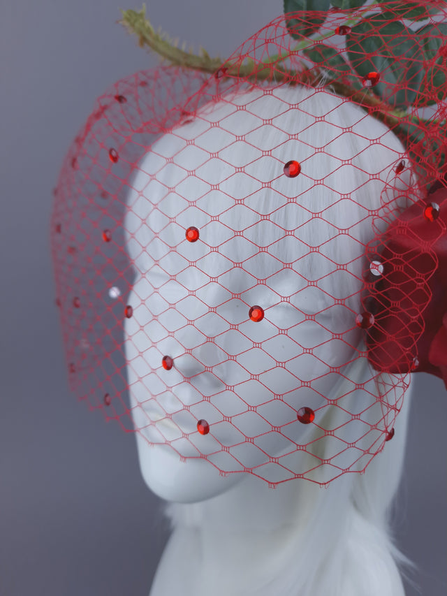 Pearls & Swine: Headdress Red Rose Veil