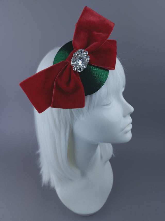 Red Velvet Bow Mini Festive Fascinator