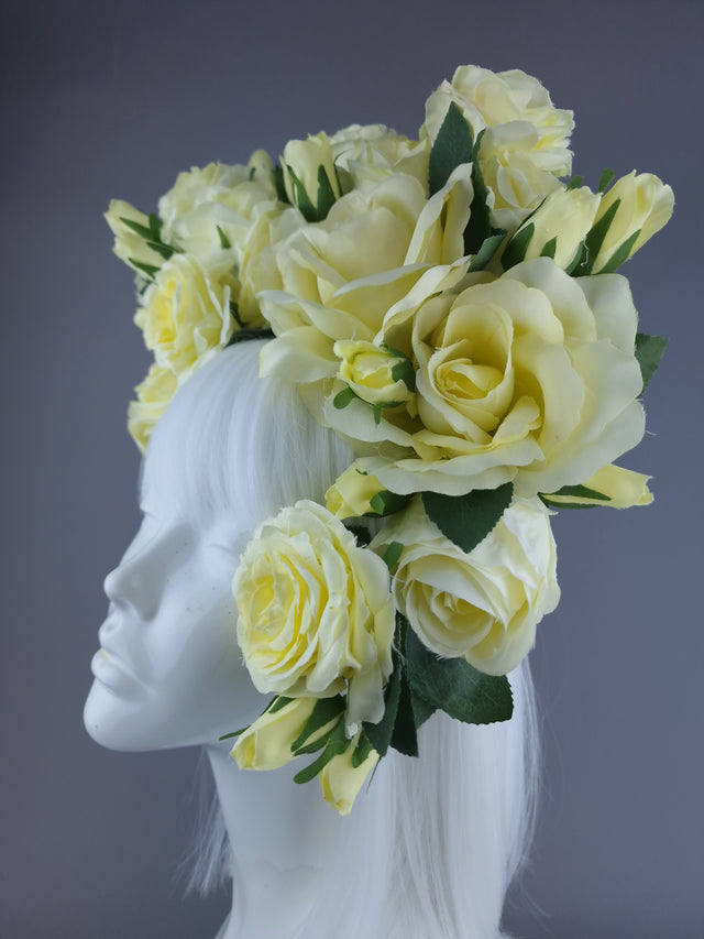 "Lili" Pastel Lemon Yellow Flower Headdress