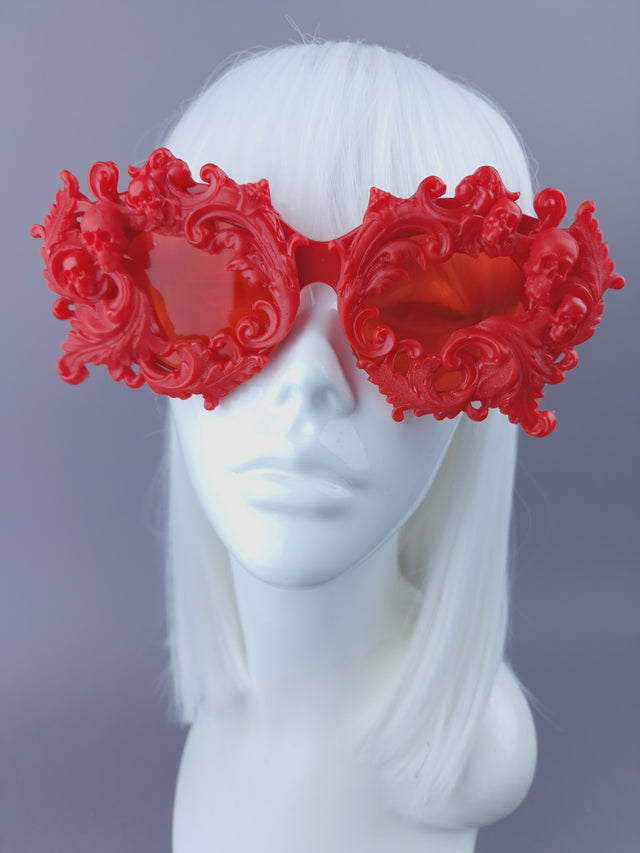 Red Filigree & Skull Sunglasses - SAMPLE