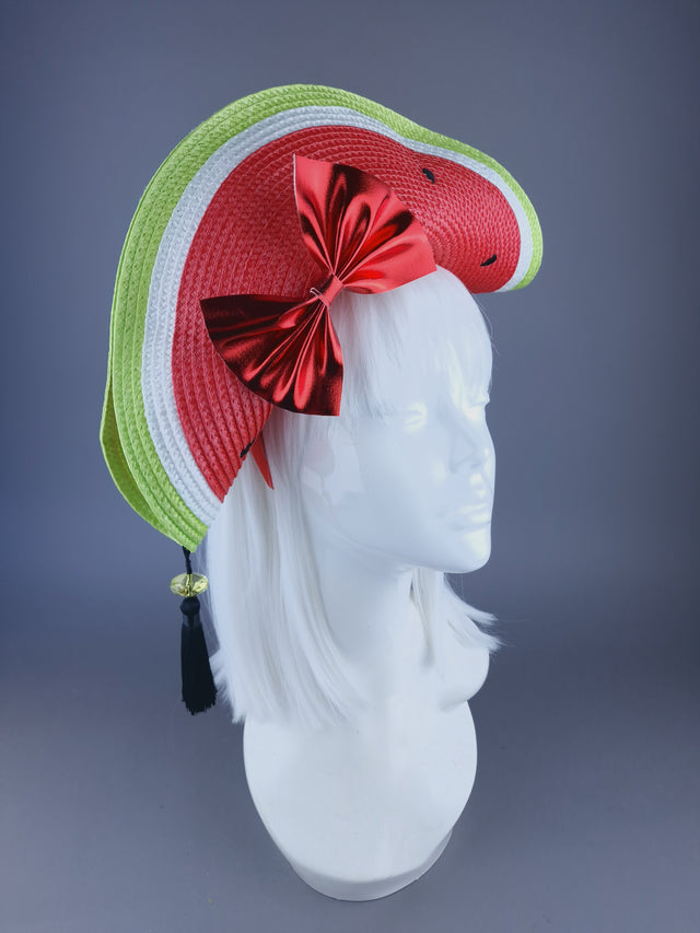 "Revolution" Watermelon, Bow & Tassel Hat