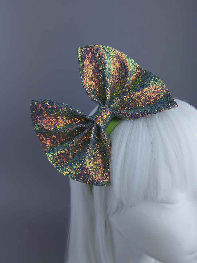 Glitter Bow Green Headpiece