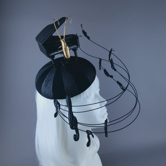 "Beethoven's Silence" Black Fascinator Hat