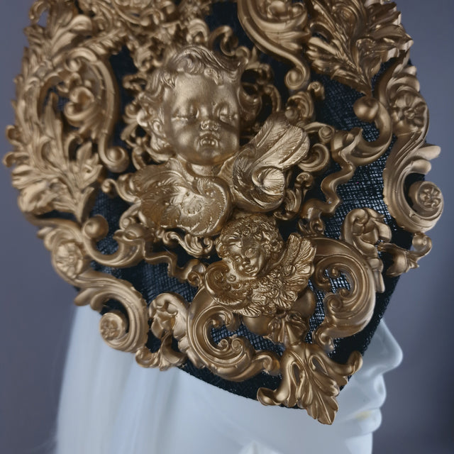 "Ataullah" Gold Filigree & Cherub Fascinator Hat