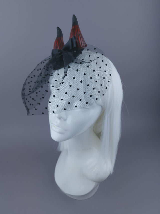 "Osiris" Devil Horn & Veil Mini Fascinator