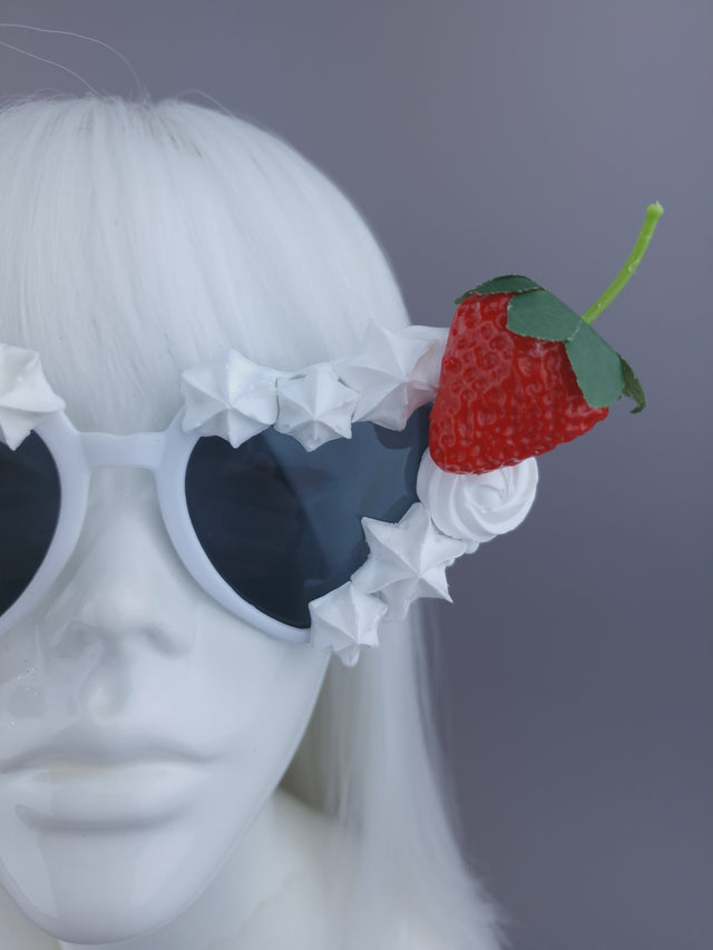 Pearls & Swine: Strawberries & Cream Heart-Shaped Sunglasses "SweetTreat"