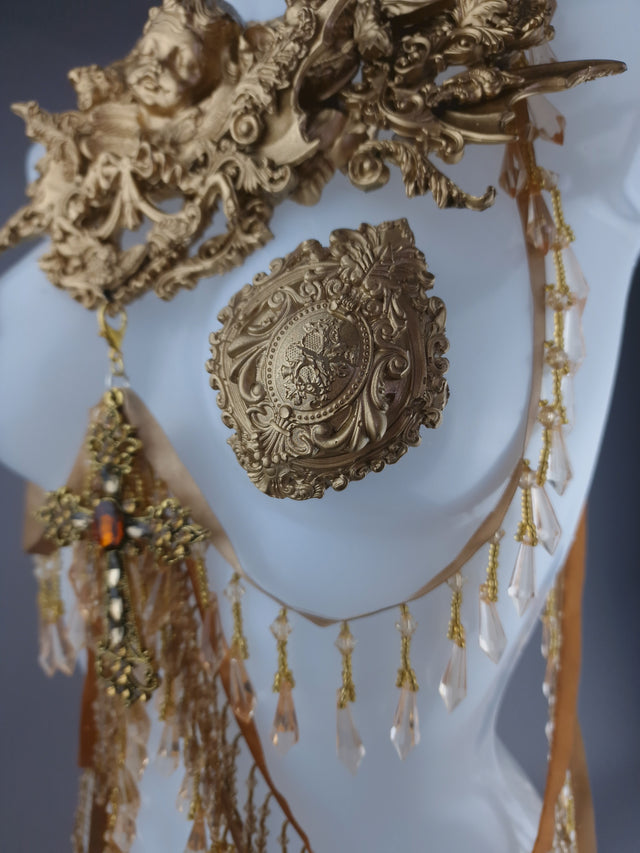 "Holy" Gold Filigree Cherub Body Jewellery Harness