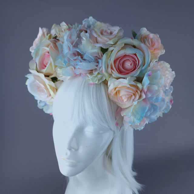 "Kirei" Pastel Rose & Flower Headdress & Neckpiece