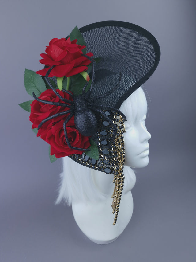 "Melisandre" Black Spider & Rose Hat