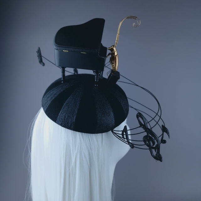 "Beethoven's Silence" Black Fascinator Hat