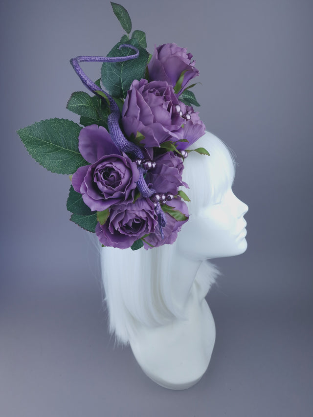 "Nairn" Purple Rose, Pearls & Snake Headdress