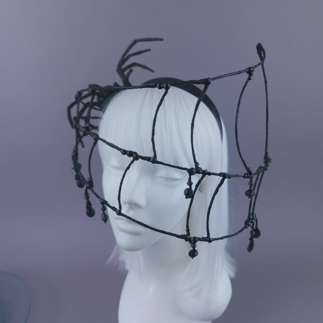 Pearls & Swine: Maximalist Spider & Web Headdress "Capture"