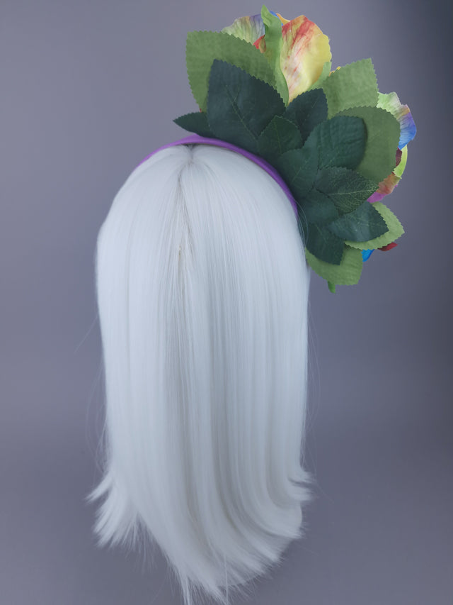 Pearls & Swine: Pride Rainbow Rose Flower Headdress "Sappho"